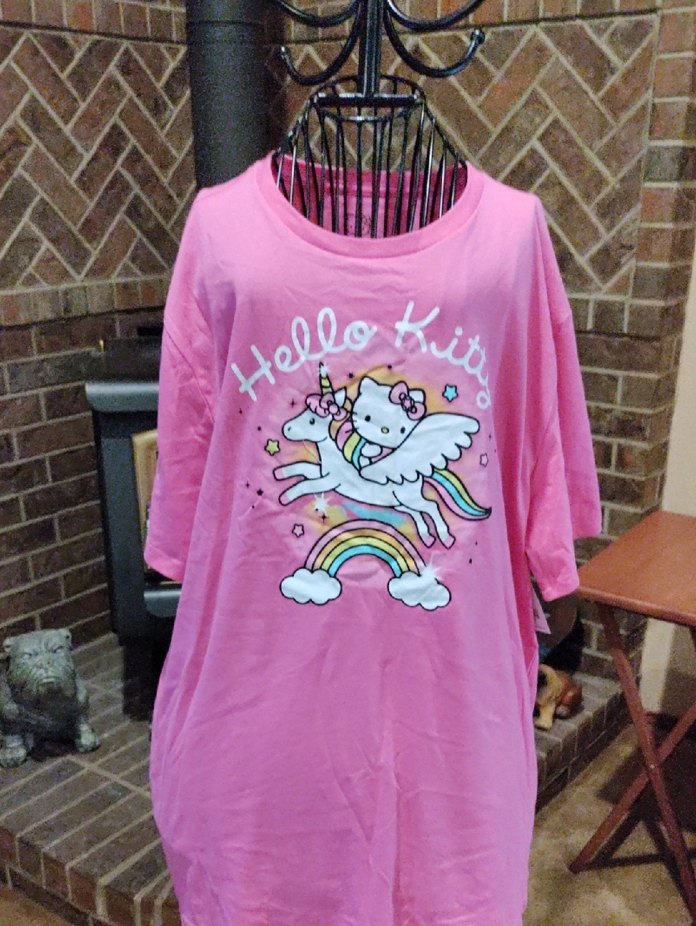 🌈Hello Kitty Pink Pride Short Sleeve Tee with Rainbow Unicorn Graphic